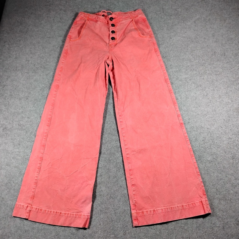 Pilcro and the Letterpress Coral Pink Wide Leg Lace Up Back Pants Size 27